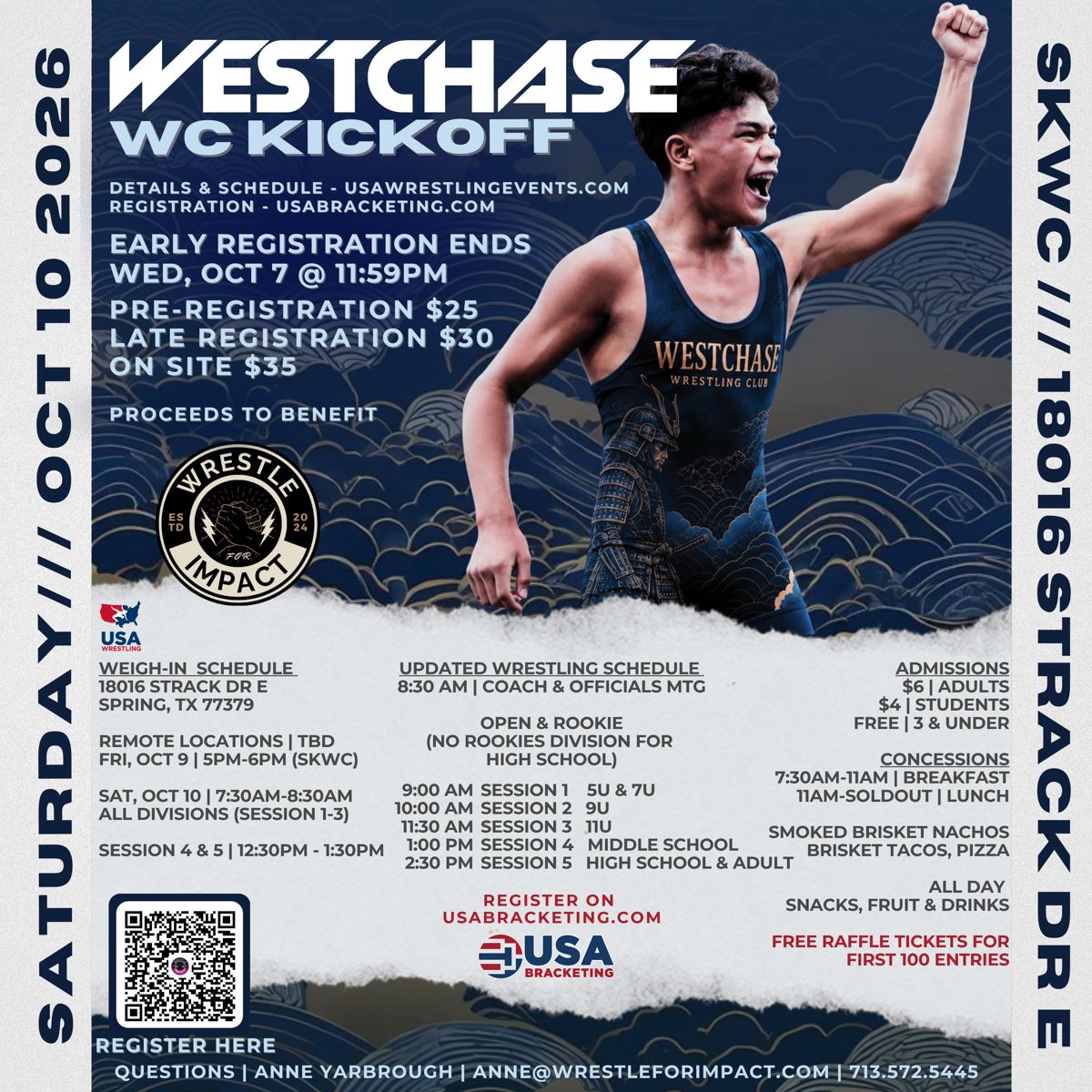 Flyer for the Westchase WC Kickoff preseason folkstyle tournament