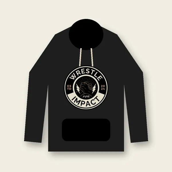 Black hooded sweatshirt with the Wrestle for Impact logo