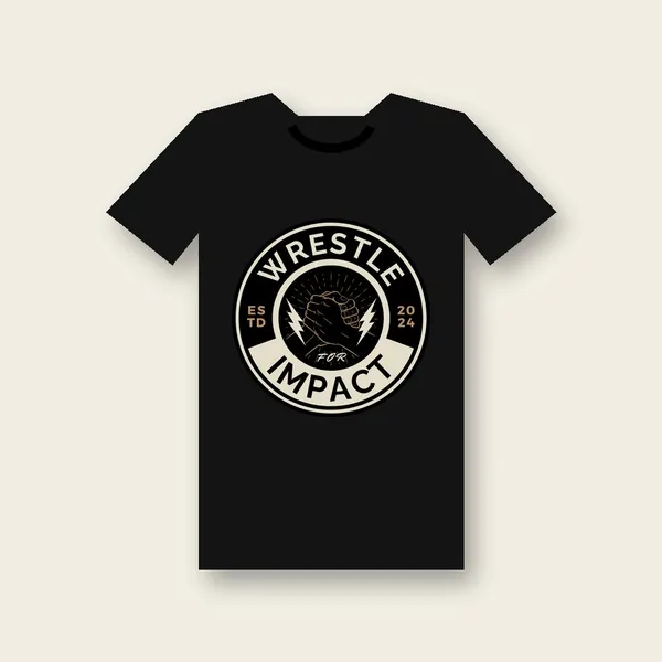 Black t-shirt with the Wrestle for Impact circle logo on the chest