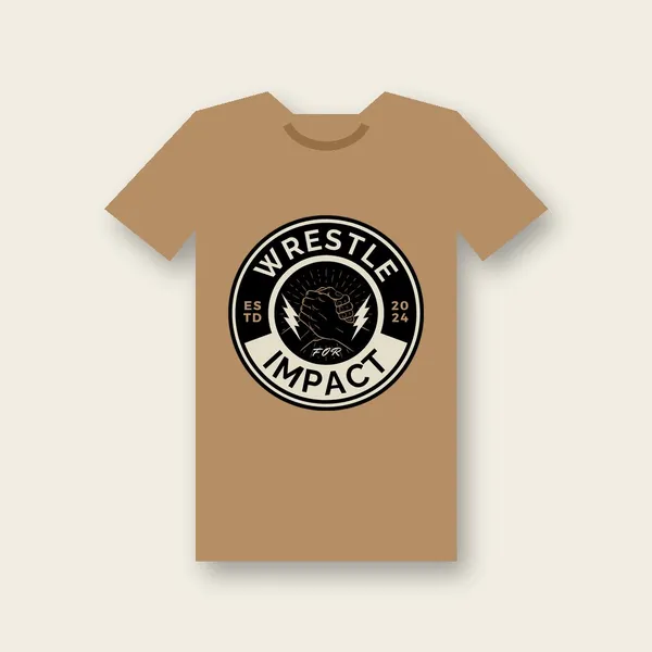Gold t-shirt with the Wrestle for Impact circle logo on the chest